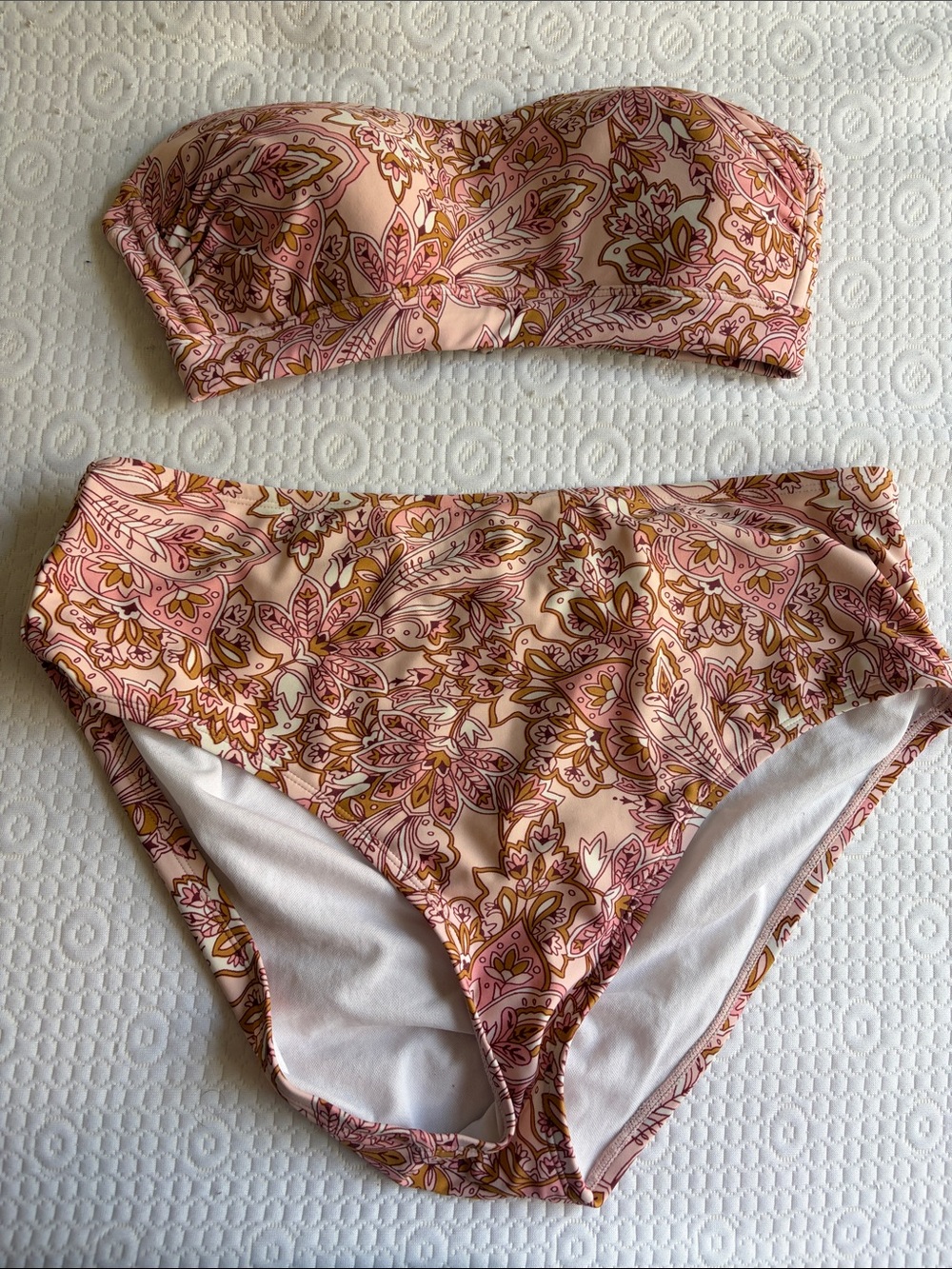 Target Pink and Gold Paisley Bandeau Bikini Set SEE MEASUREMENTS